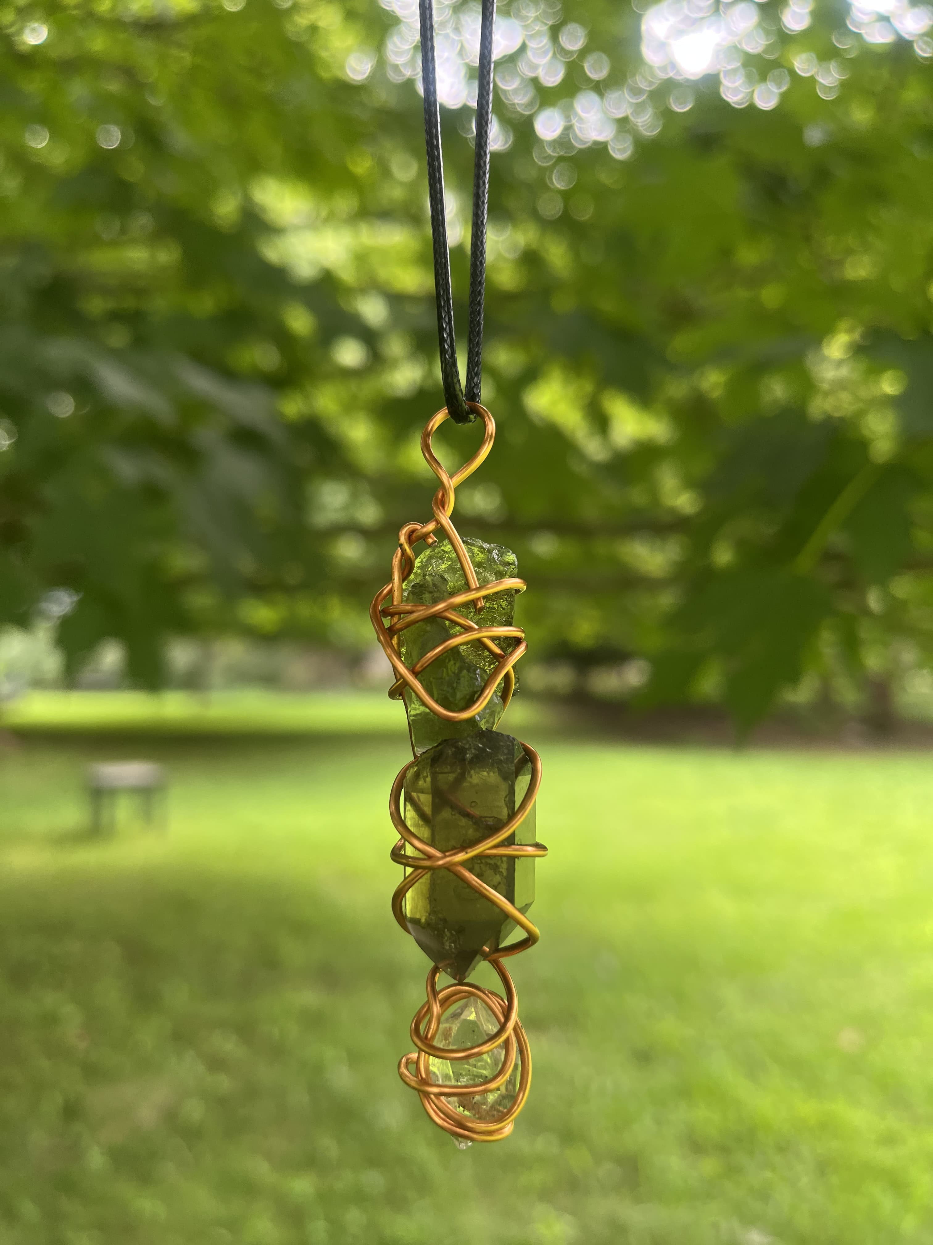 Moldavite · Herkimer Diamond · Smoky Quartz Pendant